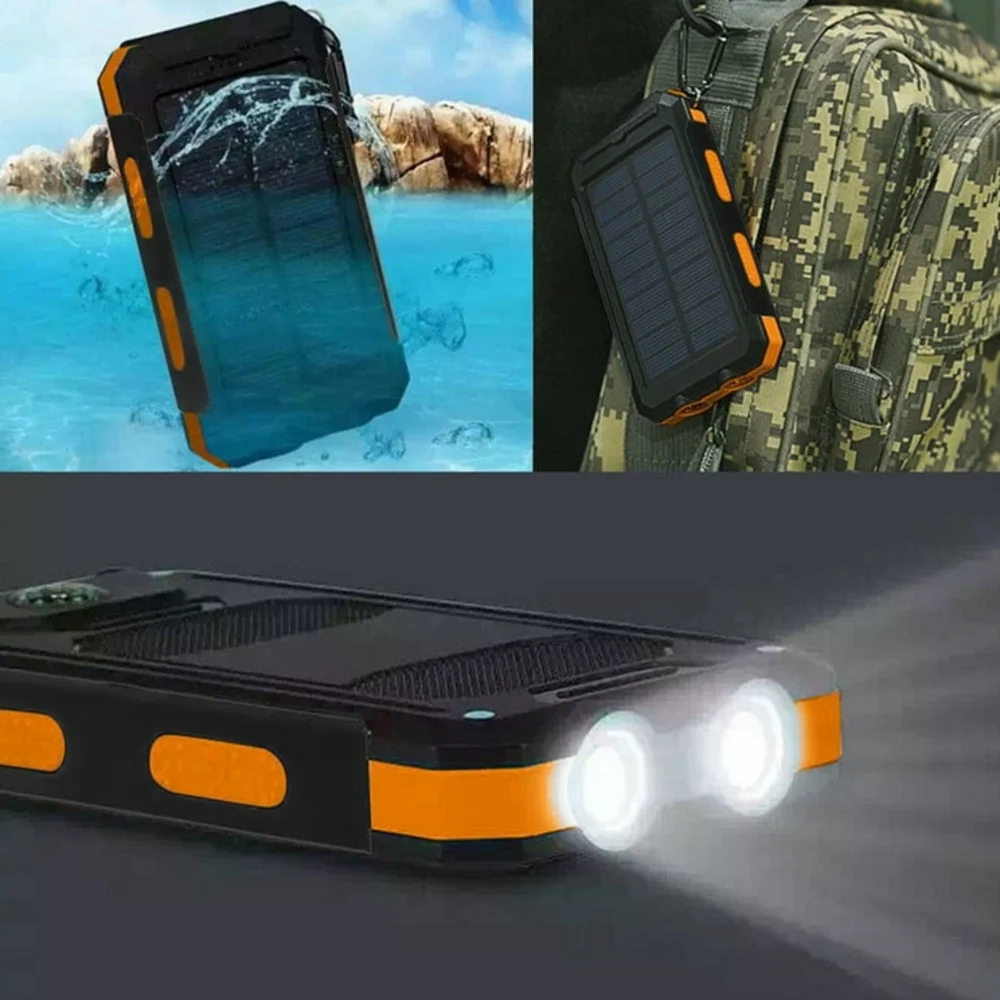 Dual USB DIY Solar Power Bank Case Kits Battery Charger External Box Flashlight